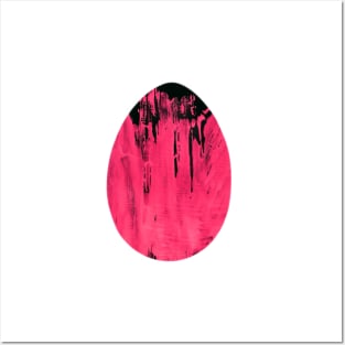 Easter egg - monochrome pink-black watercolor isolated on white background. Design for background, cover and packaging, Easter and food illustration, greeting card. Posters and Art